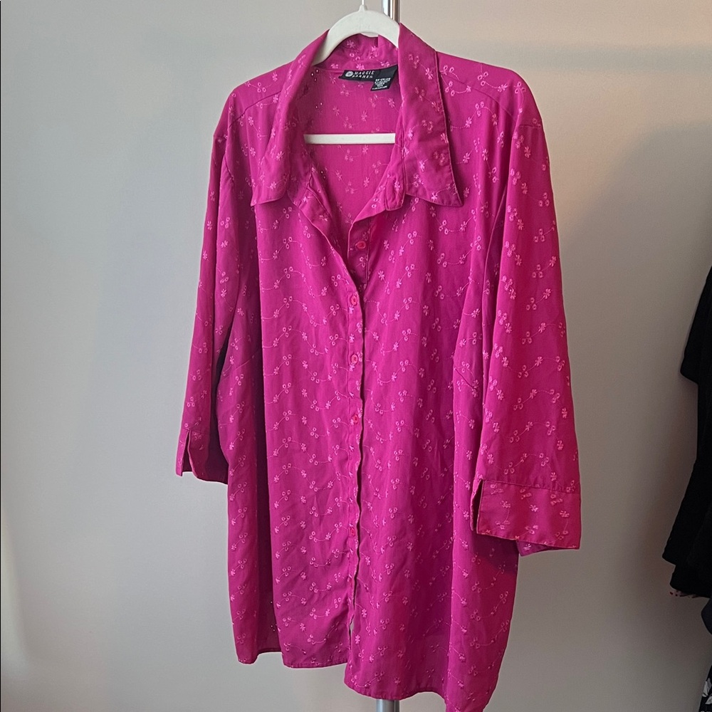 Maggie Barnes Fuchsia Button-Down Shirt